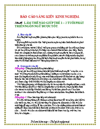 Báo cáo biện pháp Làm thế nào giúp trẻ 1 – 2 tuổi phát triển ngôn ngữ được tốt