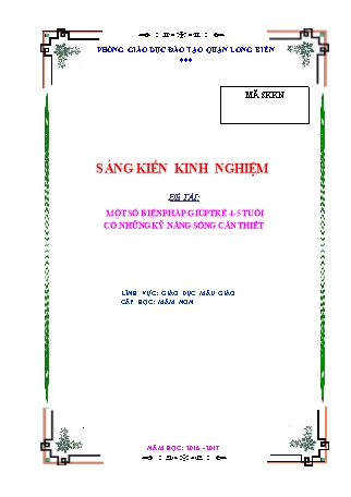 Báo cáo biện pháp Một số biện pháp giúp trẻ 4-5 tuổi có những kỹ năng sống cần thiết