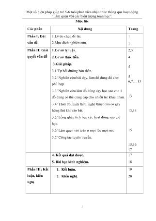 Báo cáo biện pháp Một số biện pháp giúp trẻ 5-6 tuổi phát triển nhận thức thông qua hoạt động “Làm quen với các biểu tượng toán học”