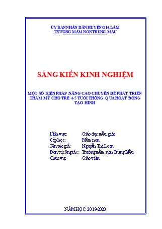 Báo cáo biện pháp Một số biện pháp nâng cao Chuyên đề phát triển thẩm mỹ cho trẻ 4-5 tuổi thông qua hoạt động tạo hình