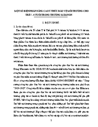 Báo cáo biện pháp Một số biện pháp nâng cao ý thức bảo vệ môi trường cho trẻ 5 - 6 tuổi trong trường mầm non