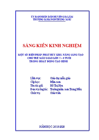 Một số biện pháp phát huy khả năng sáng tạo cho trẻ mẫu giáo lớn 5 - 6 tuổi trong hoạt động tạo hình