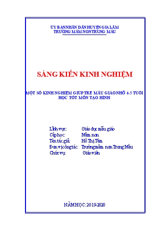 Sáng kiến kinh nghiệm Một số kinh nghiệm giúp trẻ mẫu giáo nhỡ 4-5 tuổi học tốt môn tạo hình