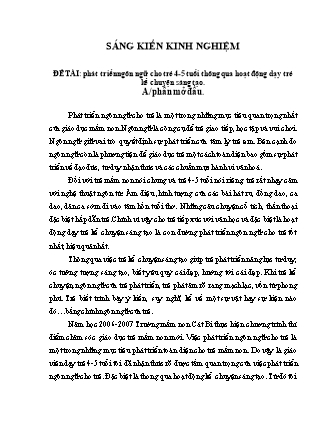 Sáng kiến kinh nghiệm Phát triển ngôn ngữ cho trẻ 4-5 tuổi thông qua hoạt động dạy trẻ kể chuyện sáng tạo