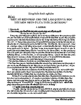 Sáng kiến Một số biện pháp cho trẻ làm quen và học tốt môn nbtn ở lứa tuổi 24-36 tháng