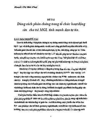 SKKN Dùng cách phản chứng trong tổ chức hoạt động rèn luyện cho trẻ MGL tính mạnh dạn tự tin