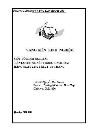 SKKN Một số kinh nghiệm rèn luyện nề nếp trong sinh hoạt hàng ngày cho trẻ 24 -36 tháng’