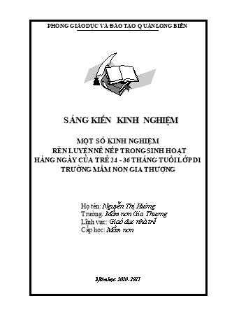 SKKN Một số kinh nghiệm rèn luyện nề nếp trong sinh hoạt hàng ngày của trẻ 24 - 36 tháng tuổi