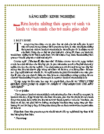 SKKN Rèn luyện những thói quen vệ sinh và hành vi văn minh cho trẻ mẫu giáo nhỡ