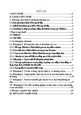 Báo cáo biện pháp Một số kinh nghiệm chăm sóc sức khỏe, đảm bảo an toàn và phòng chống dịch bệnh về đường hô hấp cho trẻ tại trường mầm non