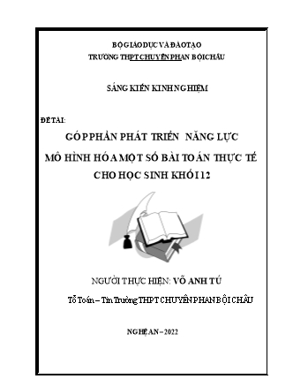 Sáng kiến kinh nghiệm Góp phần phát triển năng lực mô hình hóa một số bài toán thực tế cho học sinh Khối 12