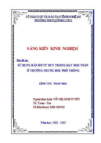 Sáng kiến kinh nghiệm Sử dụng bản đồ tư duy trong dạy học toán ở trường Trung học Phổ thông