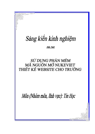 Sáng kiến kinh nghiệm Sử dụng phần mềm mã nguồn mở NukeViet thiết kế Website cho trường