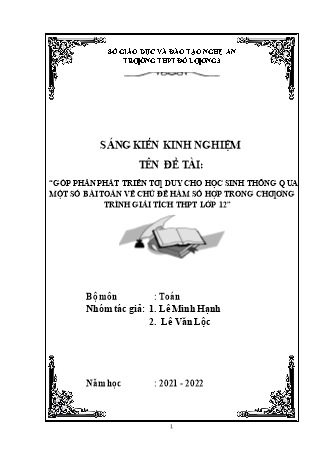 SKKN Góp phần phát triển tư duy cho học sinh thông qua một số bài toán về chủ đề hàm số hợp trong chương trình giải tích THPT Lớp 12