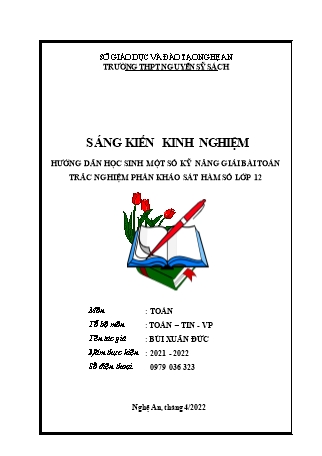 SKKN Hướng dẫn học sinh một số kỹ năng giải bài toán trắc nghiệm phần khảo sát hàm số Lớp 12