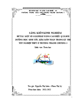 SKKN Một số giải pháp nâng cao hiệu quả bồi dưỡng học sinh yếu, kém môn toán trong kỳ thi tốt nghiệp THPT ở trường Thanh Chương 3