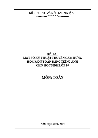 SKKN Một số kỹ thuật truyền cảm hứng học môn toán bằng Tiếng Anh cho học sinh Lớp 10