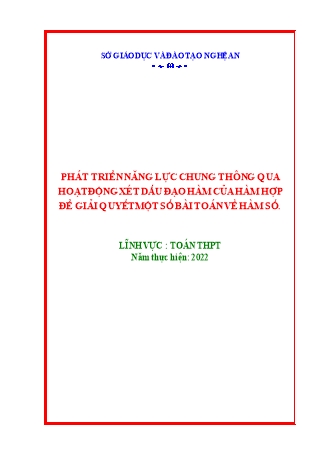 SKKN Phát triển năng lực chung thông qua hoạt động xét dấu đạo hàm của hàm hợp để giải quyết một số bài toán về hàm số