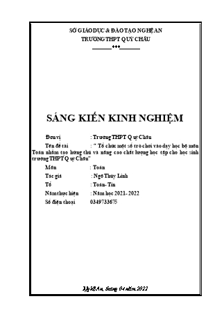 SKKN Tổ chức một số trò chơi vào dạy học bộ môn Toán nhằm tạo hứng thú và nâng cao chất lượng học tập cho học sinh trường THPT Quỳ Châu