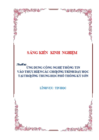 SKKN Ứng dụng công nghệ thông tin vào thực hiện các chương trình dạy học tại trường Trung học Phổ thông Kỳ Sơn