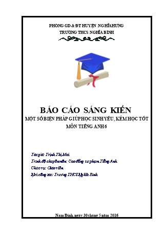Sáng kiến kinh nghiệm Một số biện pháp giúp học sinh yếu, kém học tốt môn Tiếng Anh 6