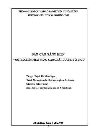 Sáng kiến kinh nghiệm Một số biện pháp nâng cao chất lượng đội ngũ