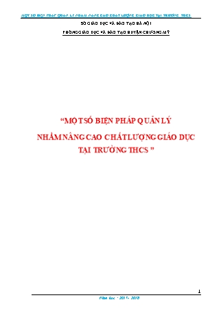 Sáng kiến kinh nghiệm Một số biện pháp quản lý nhằm nâng cao chất lượng giáo dục tại trường THCS