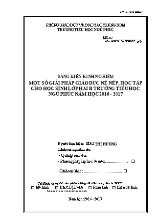 Sáng kiến kinh nghiệm Một số giải pháp giáo dục nề nếp, học tập cho học sinh lớp hai B trường Tiểu học Ngũ Phúc năm học 2016 - 2017