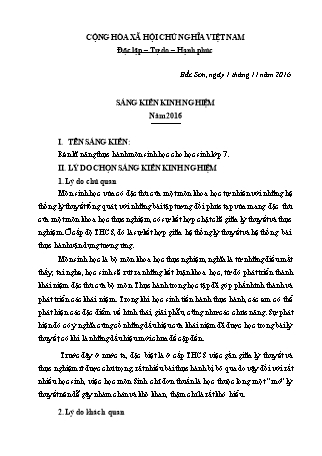 Sáng kiến kinh nghiệm Rèn kĩ năng thực hành môn Sinh học cho học sinh lớp 7 Sáng kiến kinh nghiệm Rèn kĩ năng thực hành môn Sinh học cho học sinh lớp 7