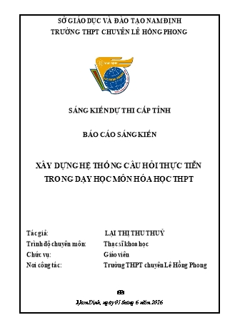 Sáng kiến kinh nghiệm Xây dựng hệ thống câu hỏi thực tiễn trong dạy học môn Hóa học THPT